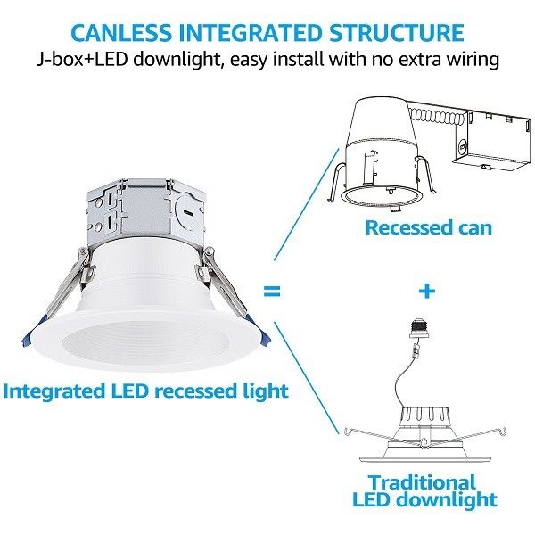Ceiling Anti Glare White LED Flush Mount Light 4 Inch 3000k 10w  Canless