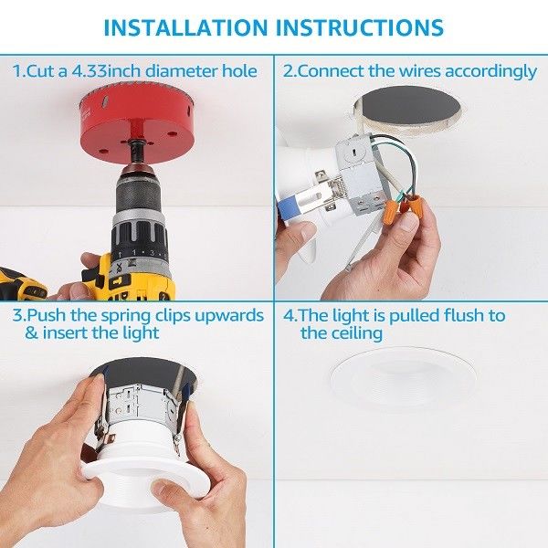 Ceiling Anti Glare White LED Flush Mount Light 4 Inch 3000k 10w  Canless